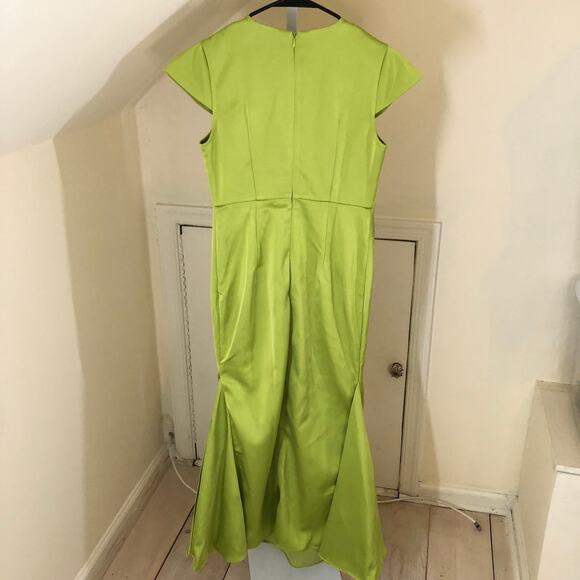 Fehaute NWT Women's Green Floral Embroidered Cap Sleeve Slit Sheath Maxi Dress 2 - Picture 7 of 10